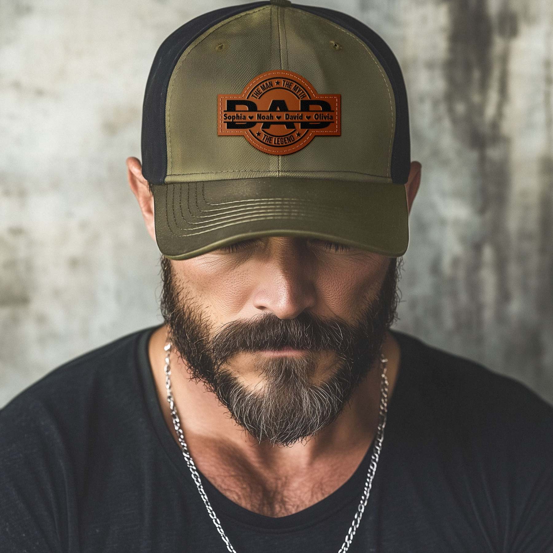 Dad, The Man, The Myth, The Legend - Personalized Leather Patch Hat