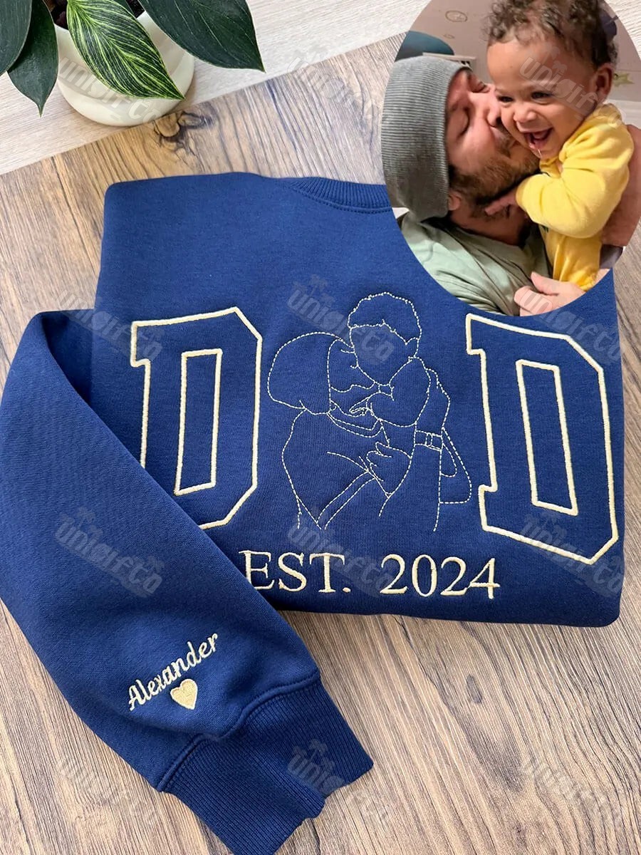 Custom Embroidered Daddy Sweatshirt with Kids Names on Sleeve