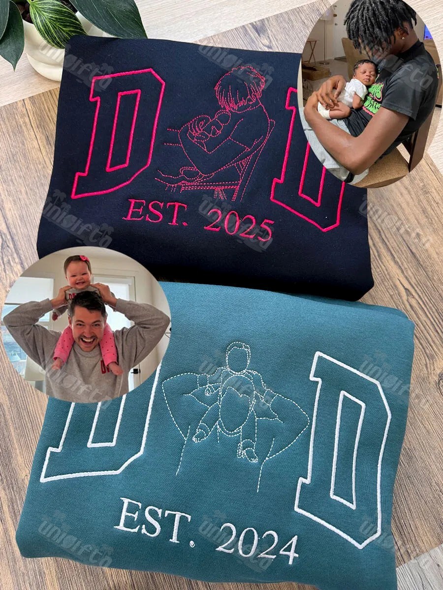 Custom Embroidered Daddy Sweatshirt with Kids Names on Sleeve