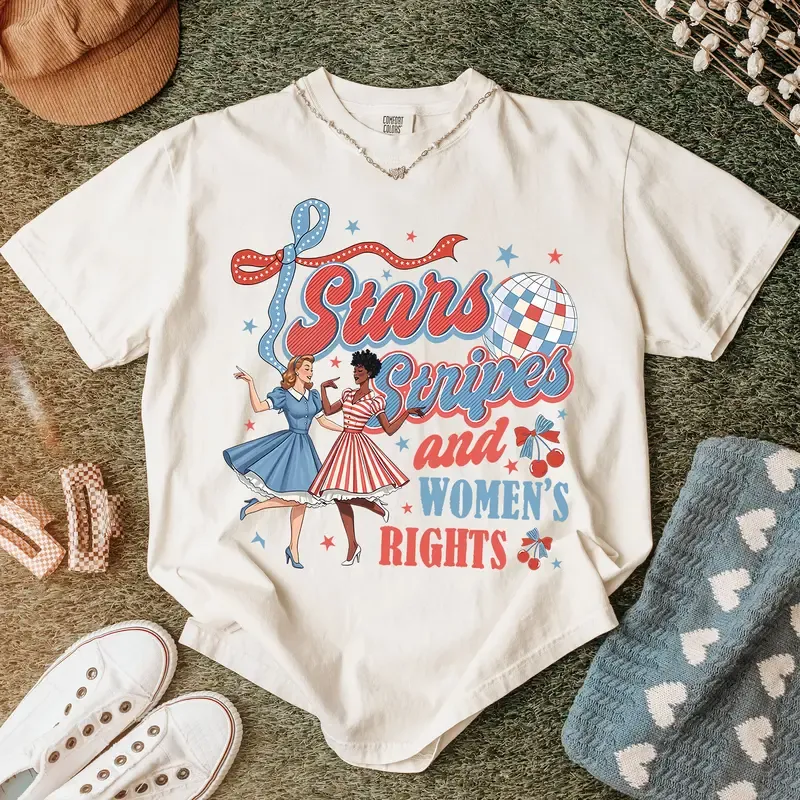 “Stars, Stripes & Women’s Rights” Retro Feminist Tee | Patriotic Equality Shirt