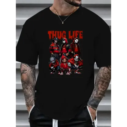 “THUG LIFE” Horror - Hip - Hop Mashup Tee | Edgy Subculture Graphic Shirt