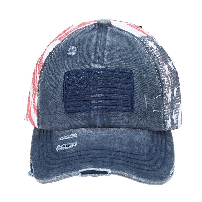 “Patriotic Retro” Distressed American Flag Trucker Hat