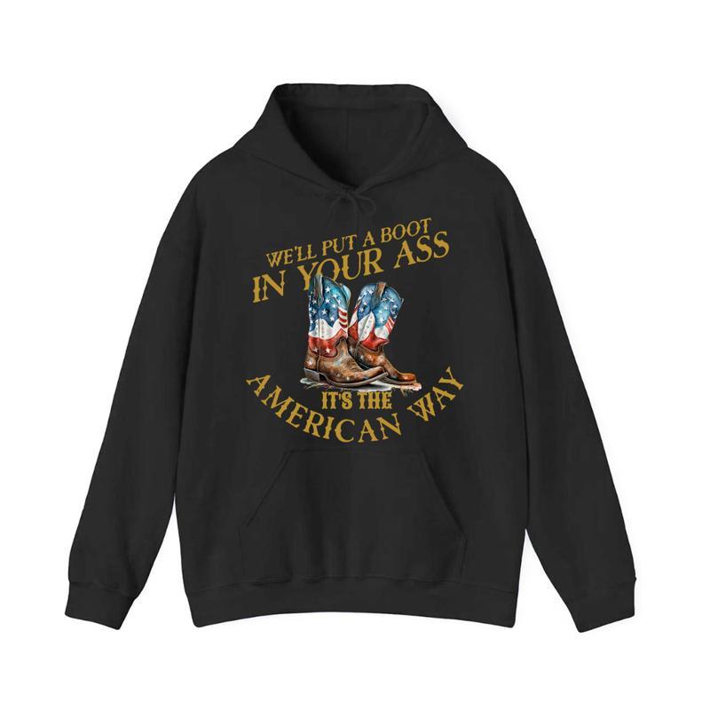 “Hardcore Patriot” American Way Cowboy Boot Hoodie
