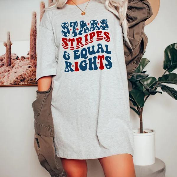 “Patriotic Equality” Stars Stripes & Equal Rights Tee