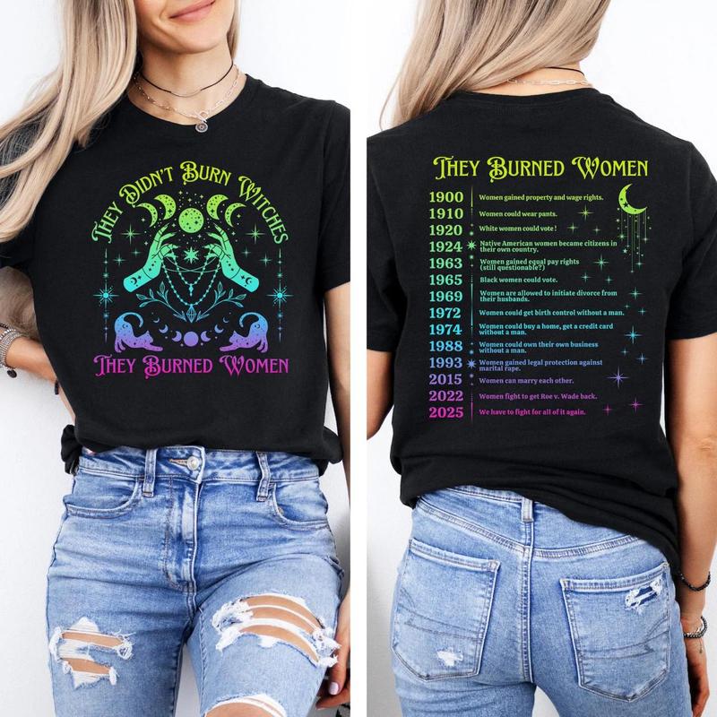 “Feminist History” Witch - Hunt Truth & Rights Timeline Tee