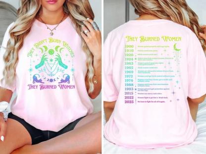 “Feminist History” Witch - Hunt Truth & Rights Timeline Tee