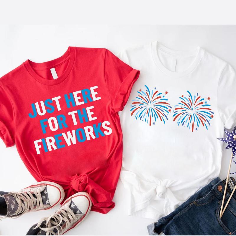 "Just Here for the Fireworks" Festive American Tee