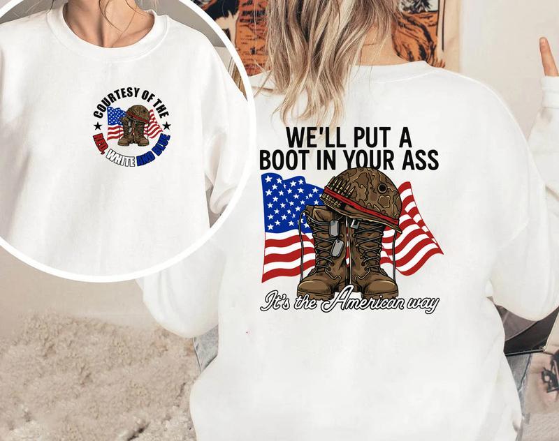 “Patriotic Military Pride” Pink American Boot Tee