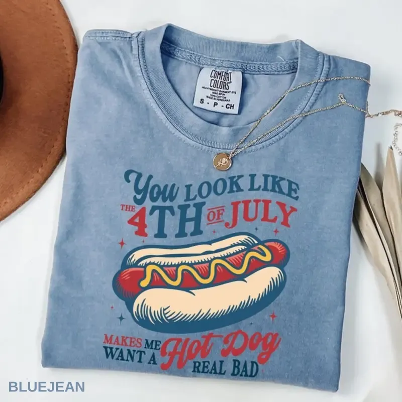 “4th of July Hot Dog” Patriotic Food Joke Tee