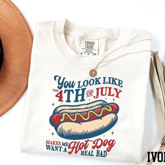 “4th of July Hot Dog” Patriotic Food Joke Tee