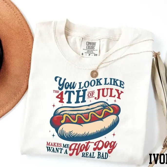 “4th of July Hot Dog” Patriotic Food Joke Tee