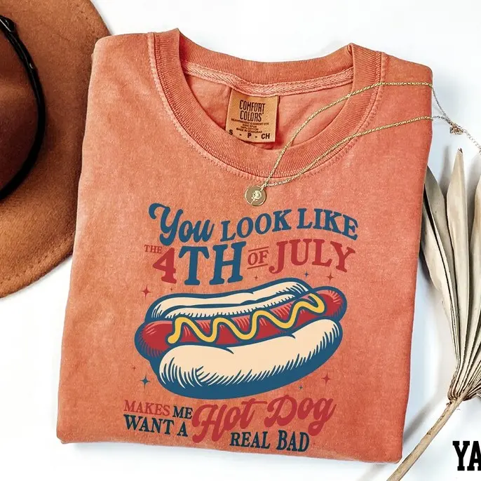 “4th of July Hot Dog” Patriotic Food Joke Tee