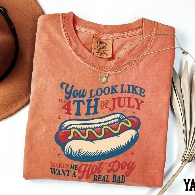 “4th of July Hot Dog” Patriotic Food Joke Tee