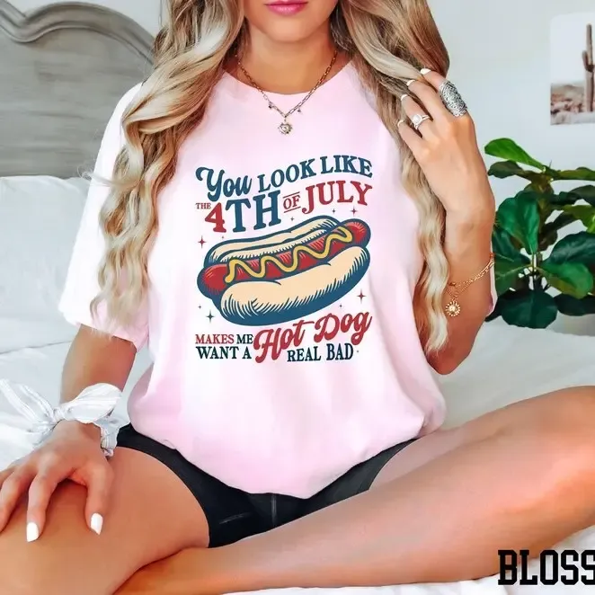 “4th of July Hot Dog” Patriotic Food Joke Tee