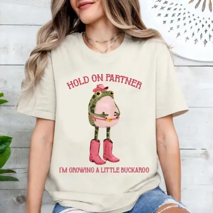 “Maternity Whimsy” Cowgirl Frog Pregnancy Announcement Tee