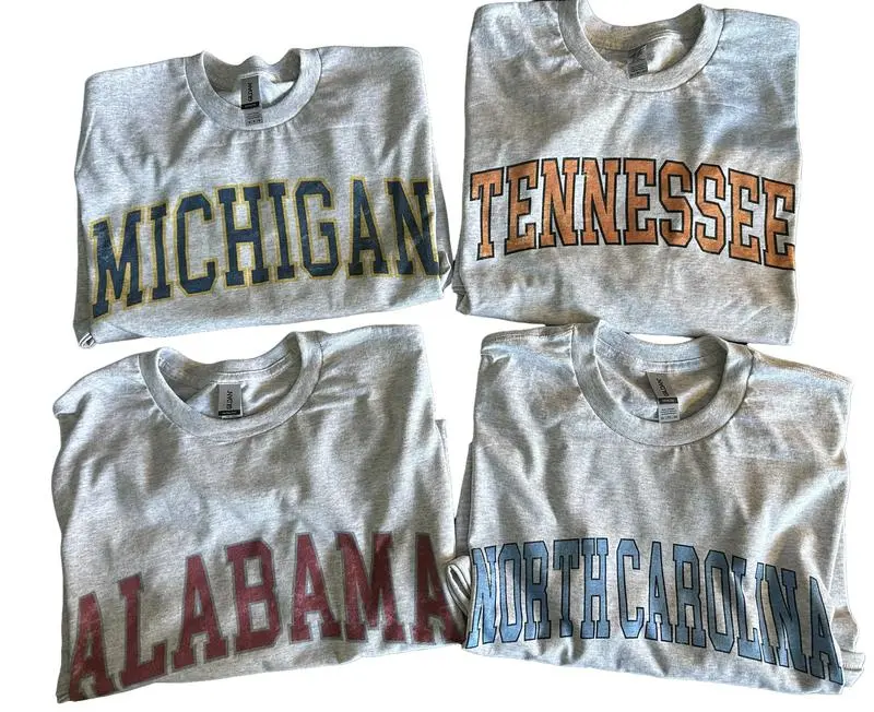 “Vintage State Pride” NCAA College States Tees