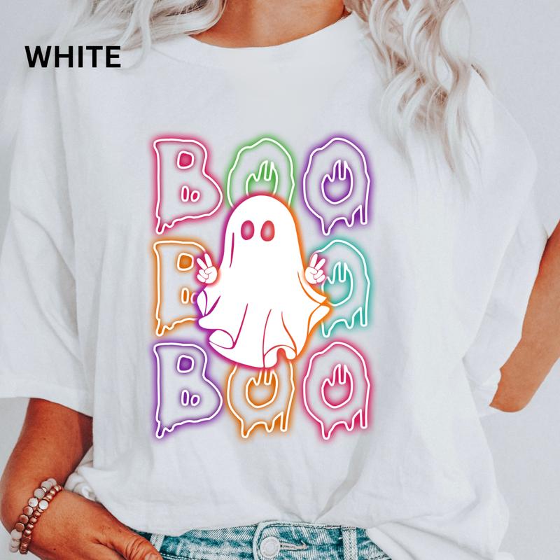 Cute Ghost Neon “BOO” Halloween Tee