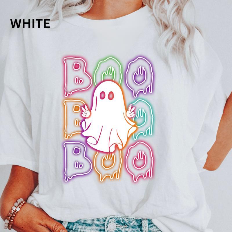 Cute Ghost Neon “BOO” Halloween Tee