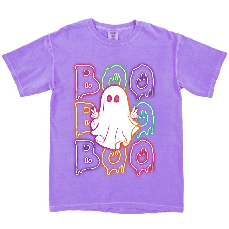 Cute Ghost Neon “BOO” Halloween Tee