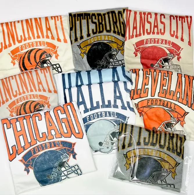 American Football City Team Graphic Tees