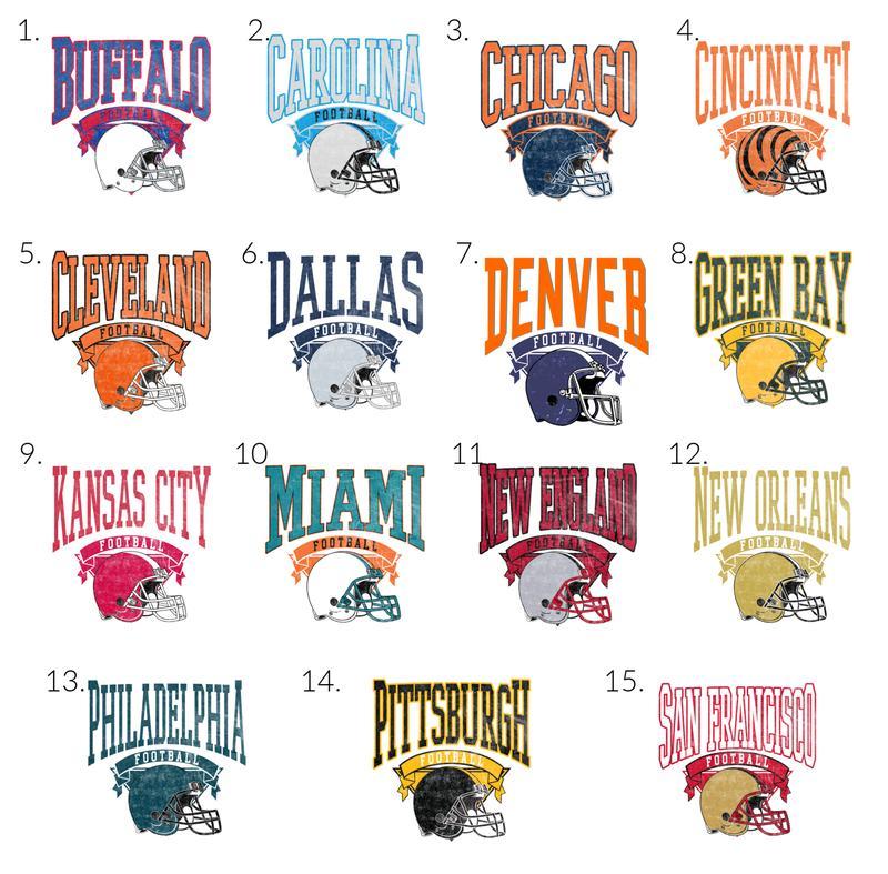American Football City Team Graphic Tees