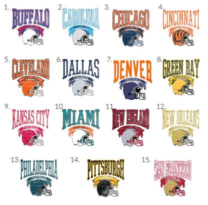 American Football City Team Graphic Tees