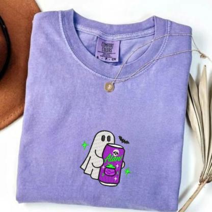 Embroidered Spooky Drink Halloween Crewneck Hoodie