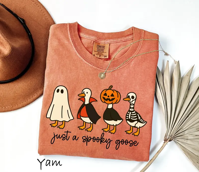 Adorable Spooky Goose Halloween Graphic Tee