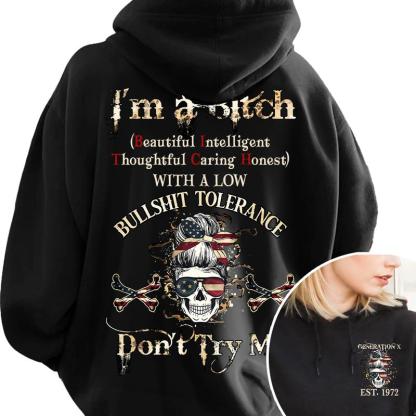 “Generation X” Edgy Attitude Black Hoodie