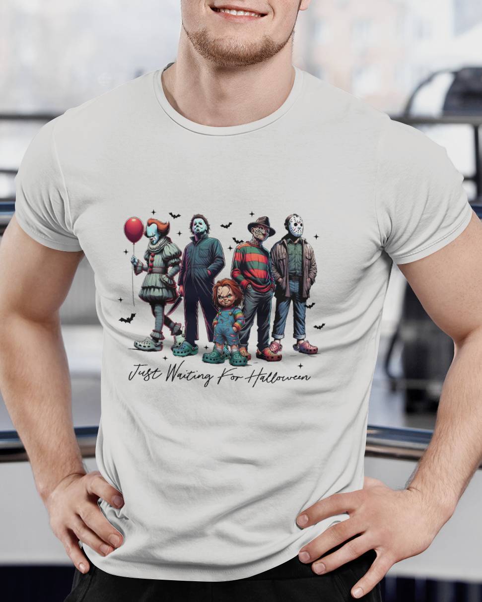 Classic Horror Icons "Just Waiting For Halloween" Apparel
