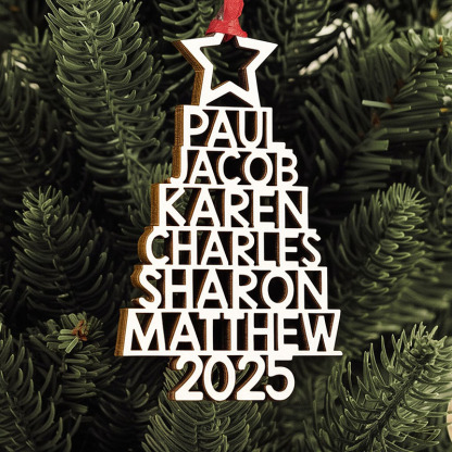 Custom Family Names 2025 Christmas Tree Ornament