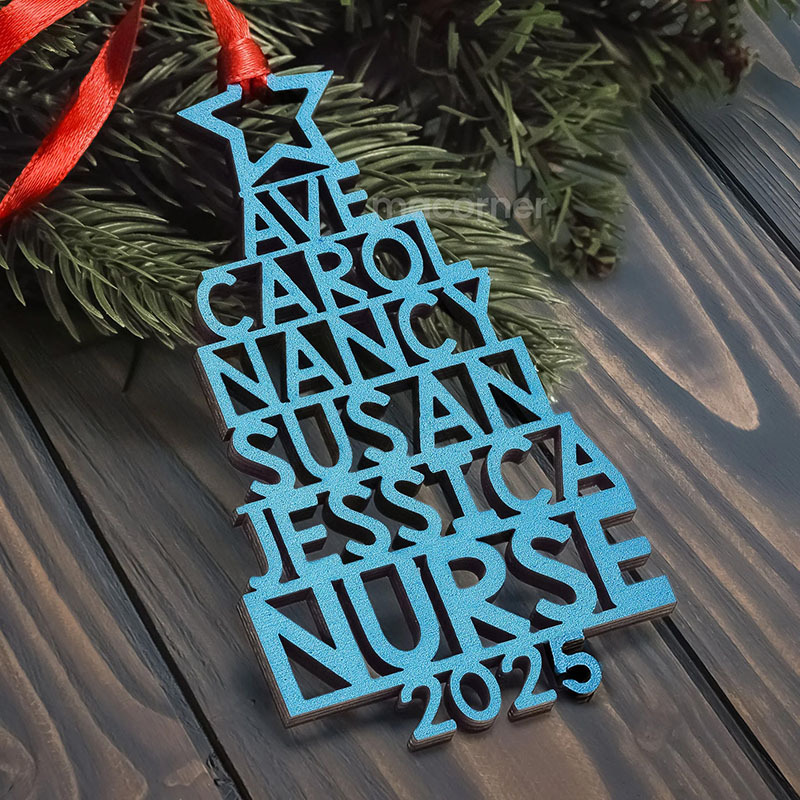 Custom Family Names 2025 Christmas Tree Ornament