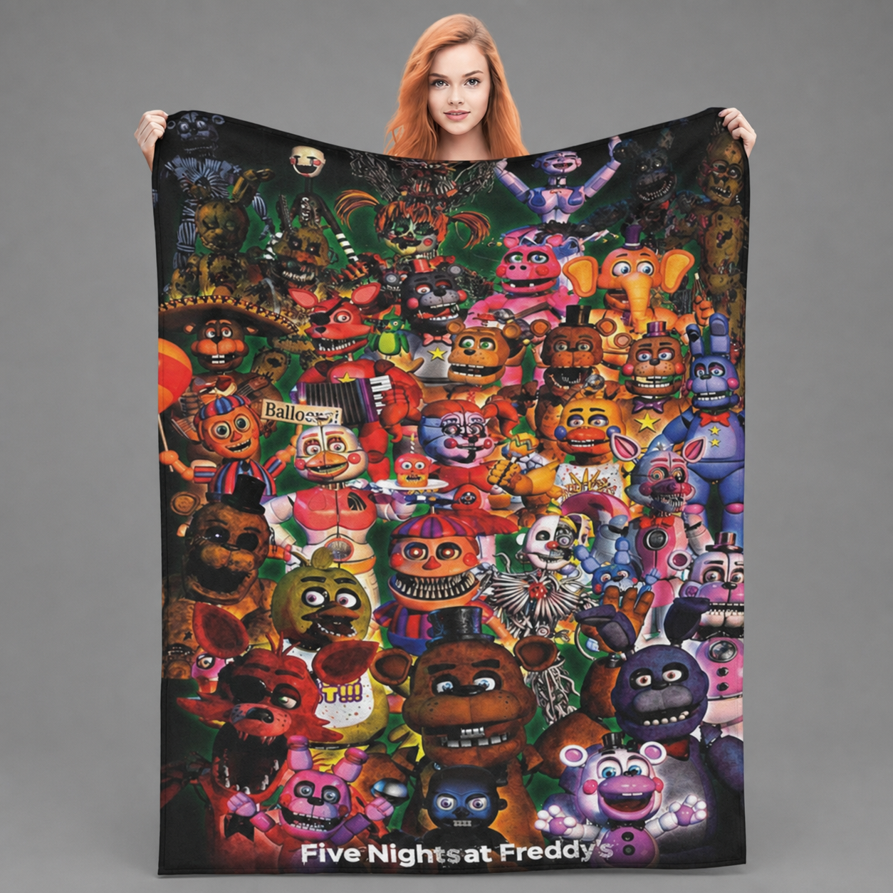 Five Nights at Freddy’s Character Collage Throw Blanket – FNAF Fan Soft Plush Blanket