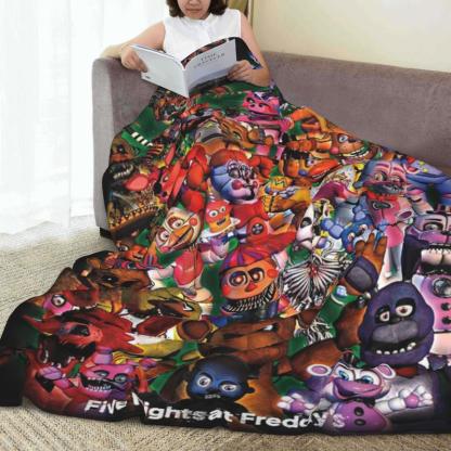 Five Nights at Freddy’s Character Collage Throw Blanket – FNAF Fan Soft Plush Blanket