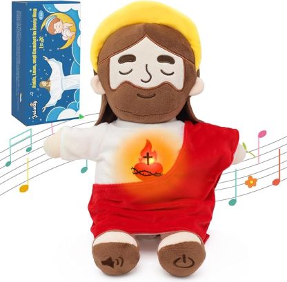 Breathing Jesus Plushie with Warm Glow, Music & Soothing Sleep Sounds