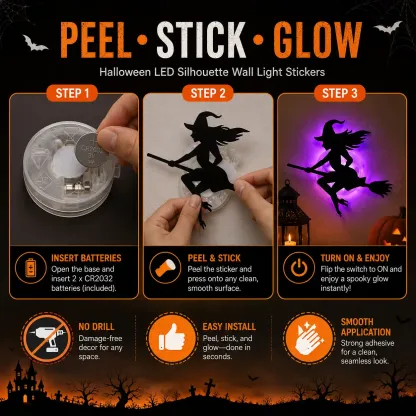 Halloween LED Silhouette Wall Lights – Peel & Stick