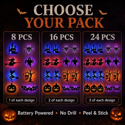 Halloween LED Silhouette Wall Lights – Peel & Stick