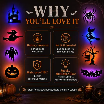 Halloween LED Silhouette Wall Lights – Peel & Stick