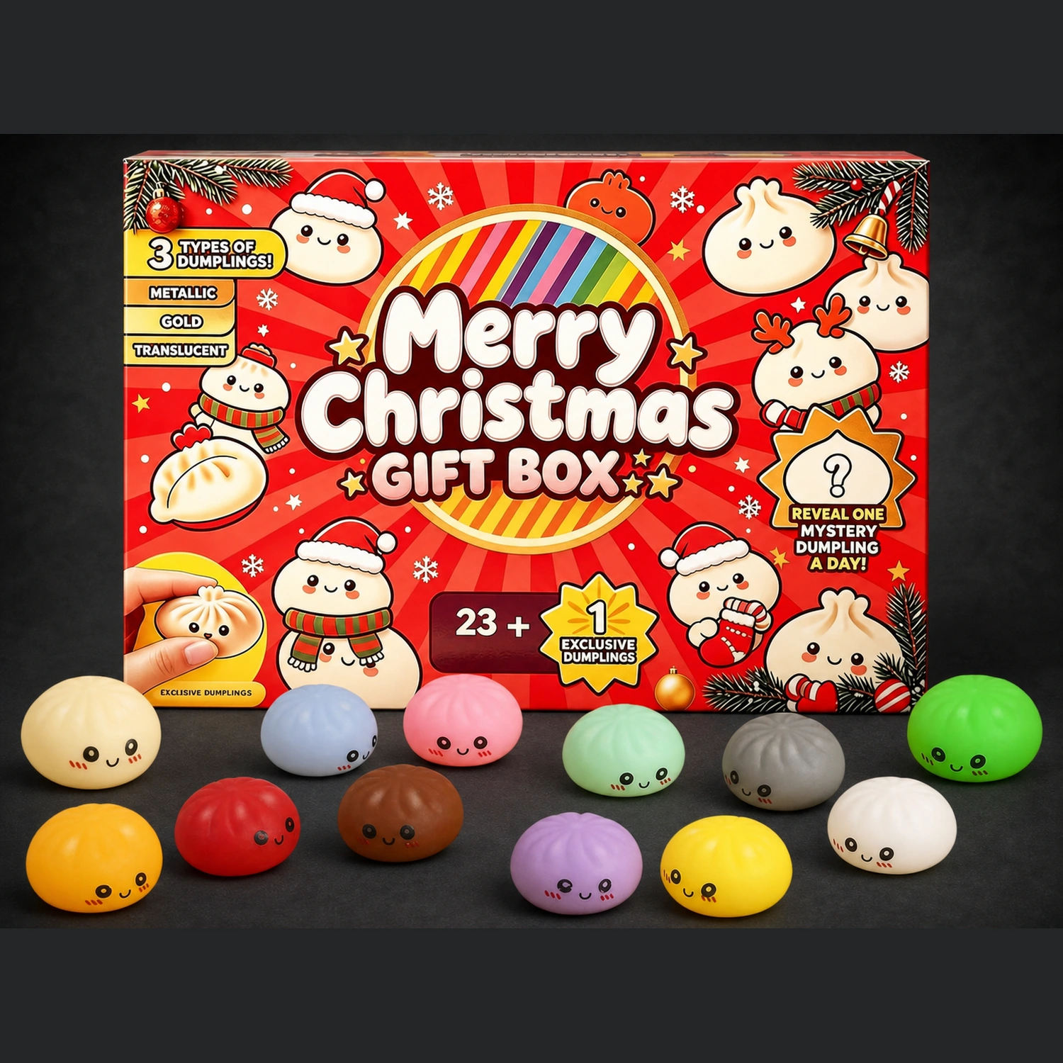 2026 Christmas Mini Dumpling Squishy Advent Calendar - 24 Days