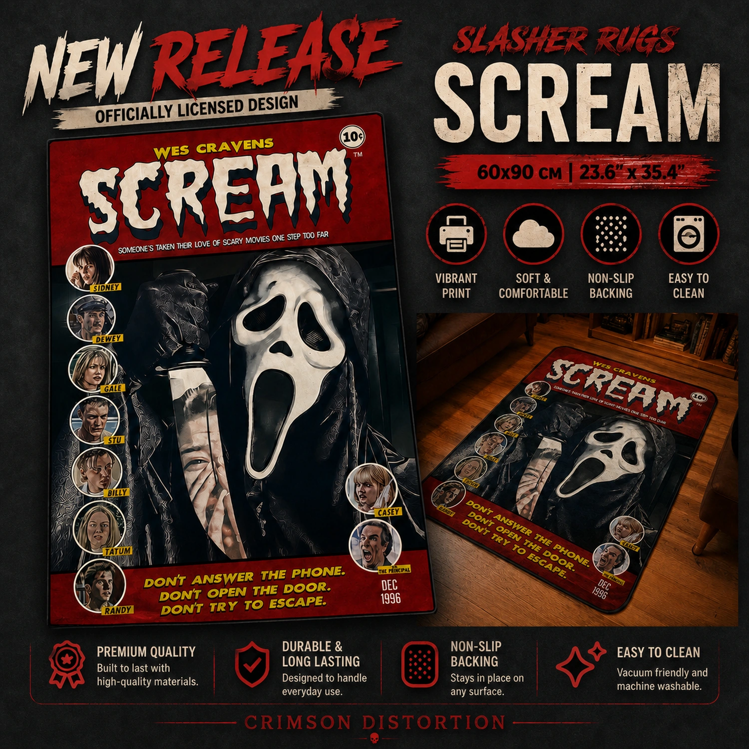 Premium Horror Slasher Collection Rug  23.6" x 35.4"|60x90 CM