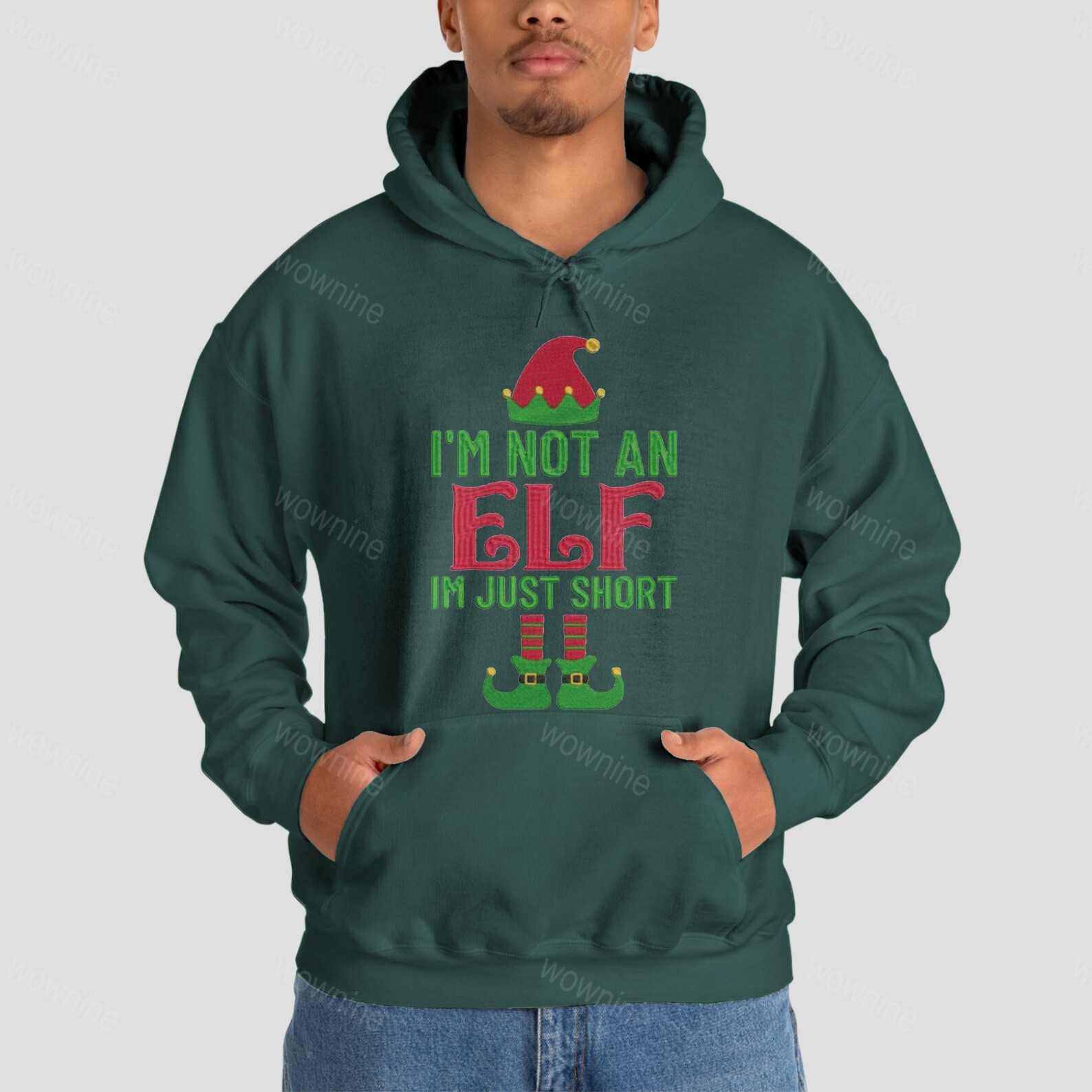 I'm not Short I'm Just a Tall Elf Jumper Embroidered Sweatshirt Funny Saying Elf Christmas Jumper, Funny Matching Family Christmas Sweatshirt