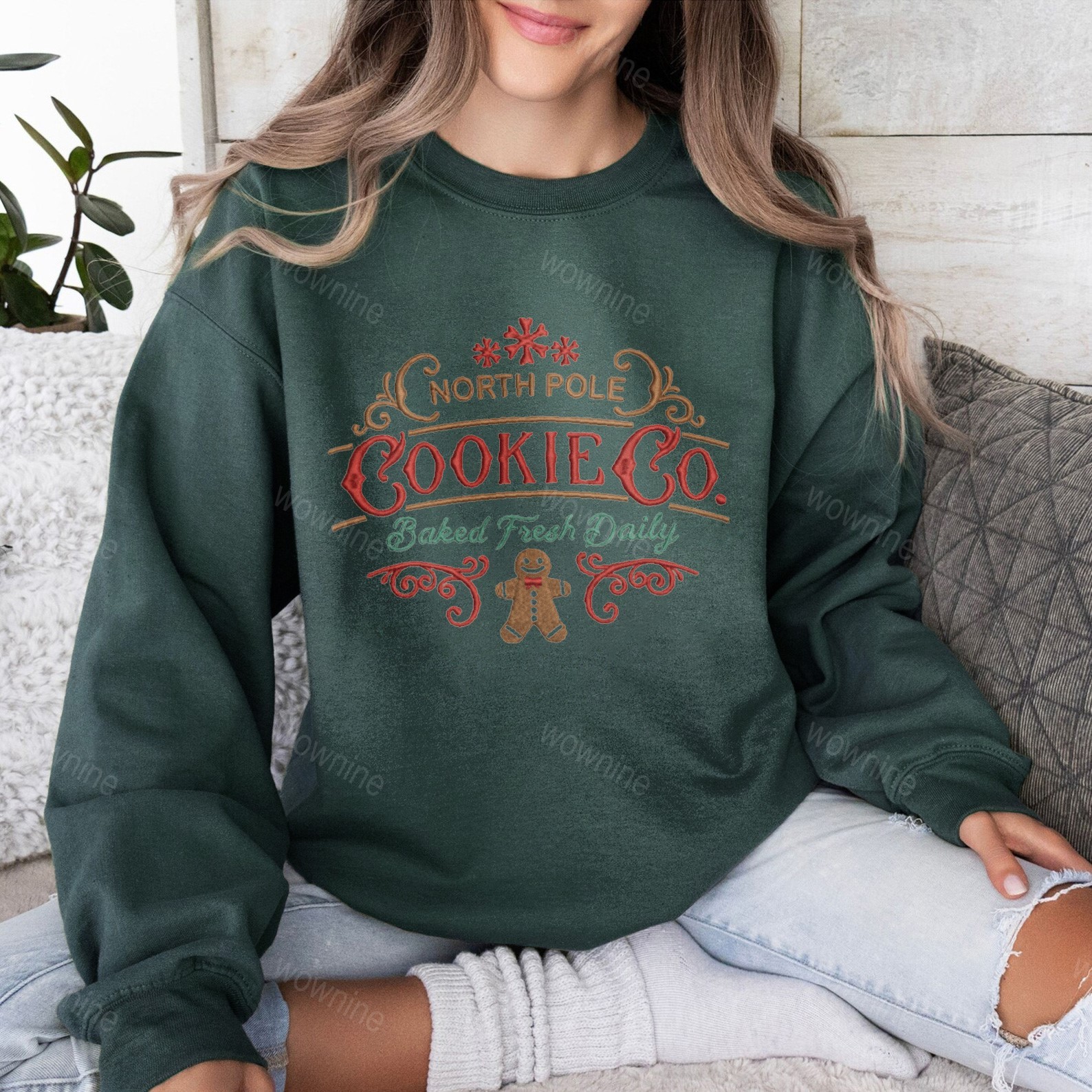 North Pole Cookie Co Embroidered Sweatshirt Embroidered Crewneck unisex Sweatshirt