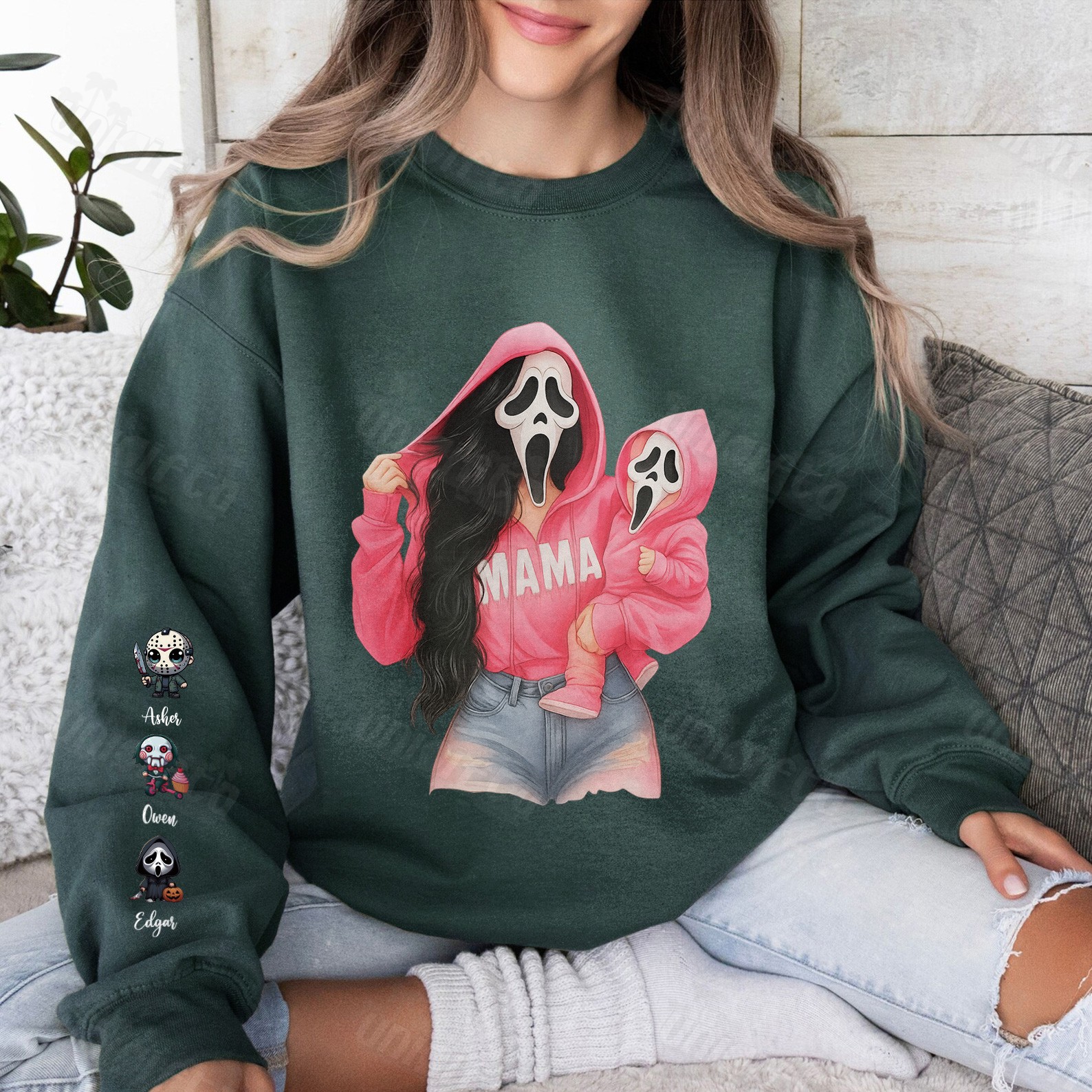 Spooky Mama and Mini Ghost Halloween Sweatshirt