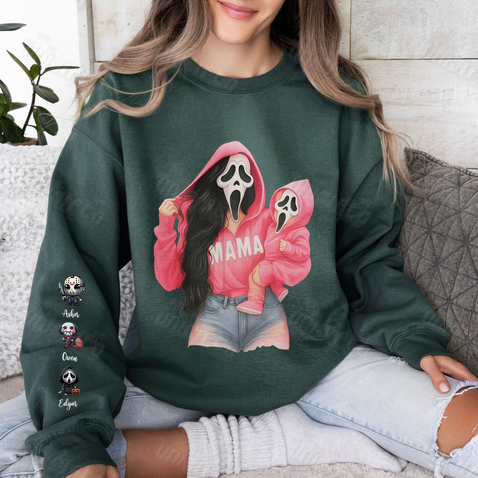 Spooky Mama and Mini Ghost Halloween Sweatshirt