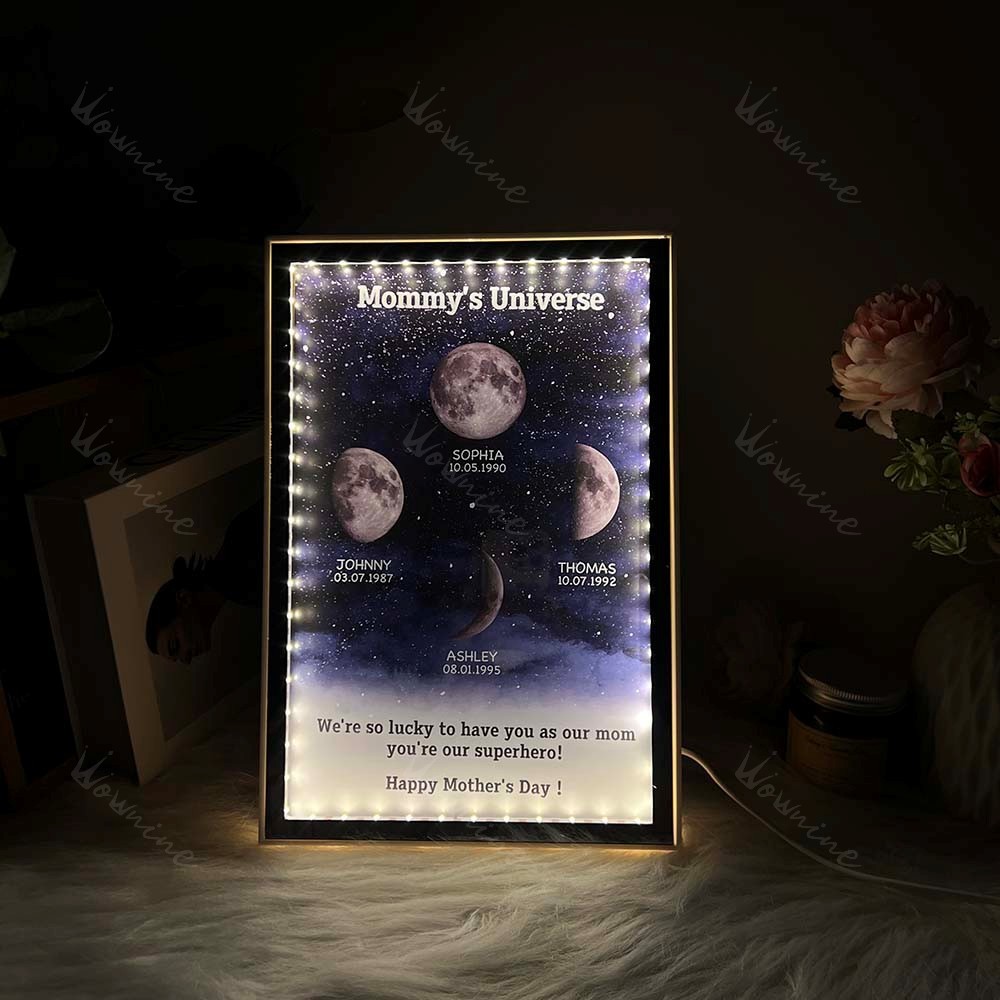 Starry Night Customize Birth Moon Phase Mirror Light Box