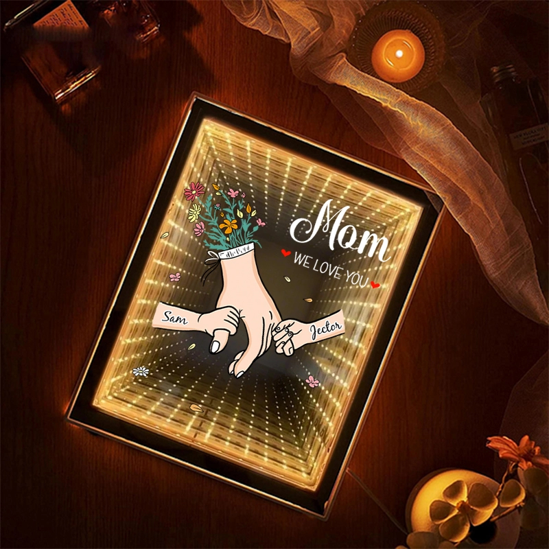 Family Love Blooms Forever - Personalized Mum We Love You Customised Starry Mirror Lightbox