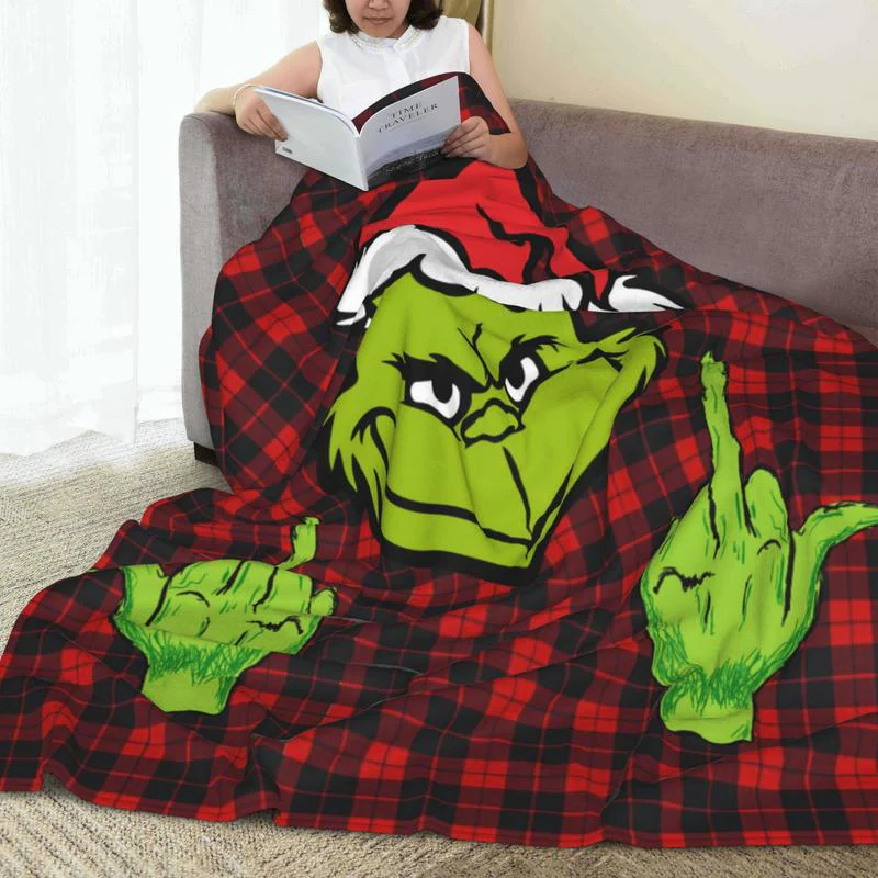 Funny Green Christmas Throw Flannel Fleece Blanket