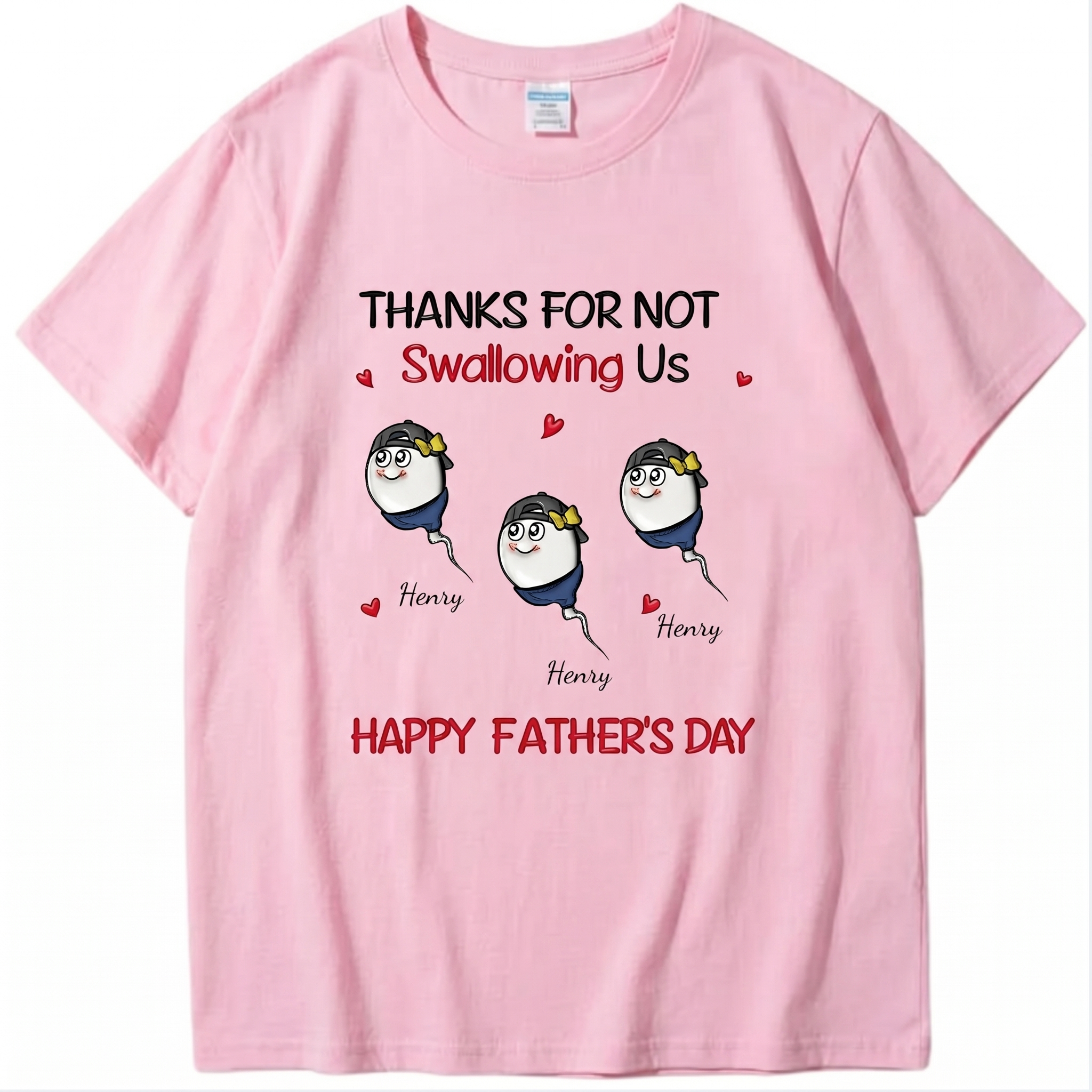 Funny Father's Day Shirt "Thanks For Not Swallowing Us"-Custom Name Sperm Design Tee for Dad&Papa