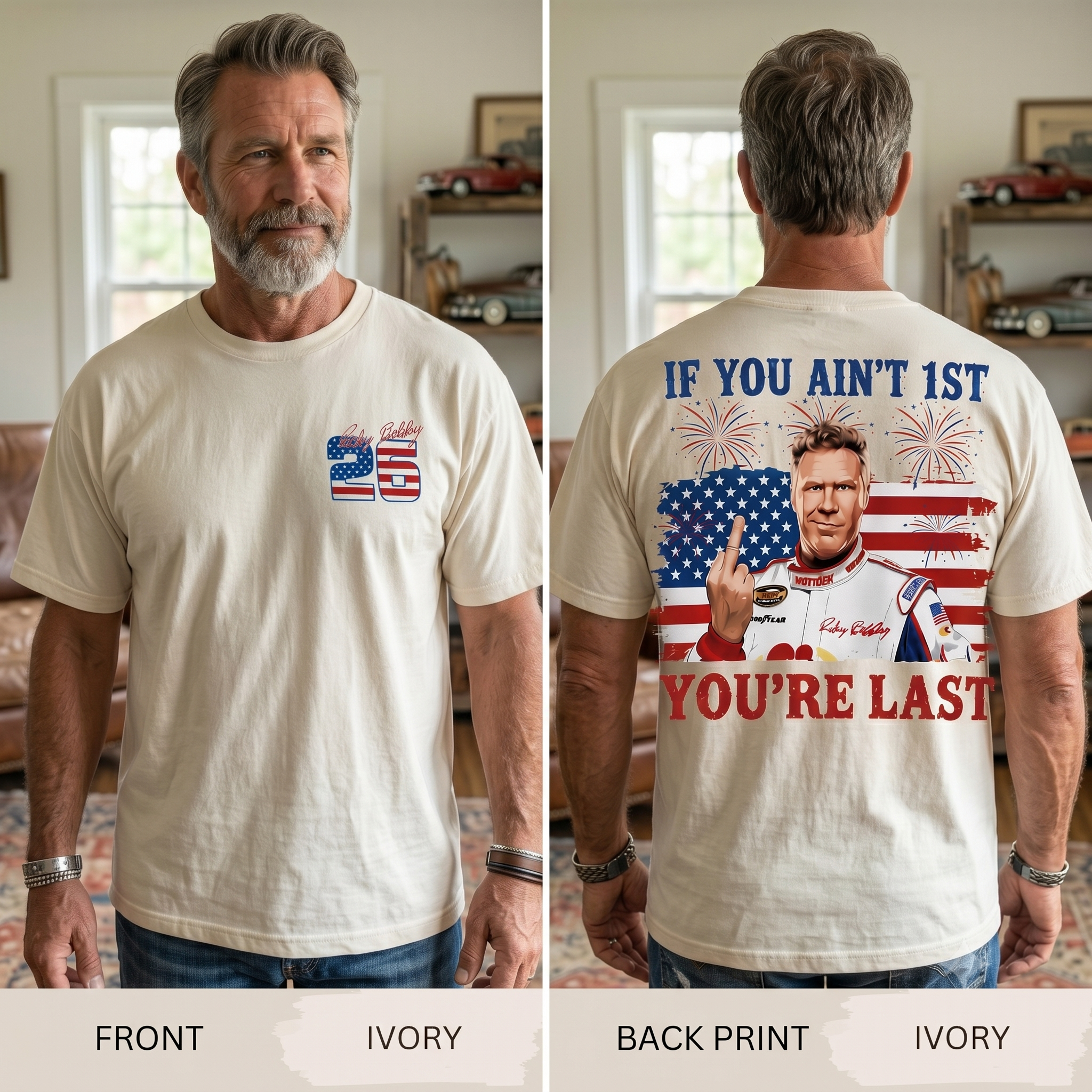 "If You Ain't 1st You're Last" Racing Tee – America 250 Patriotic Shirt