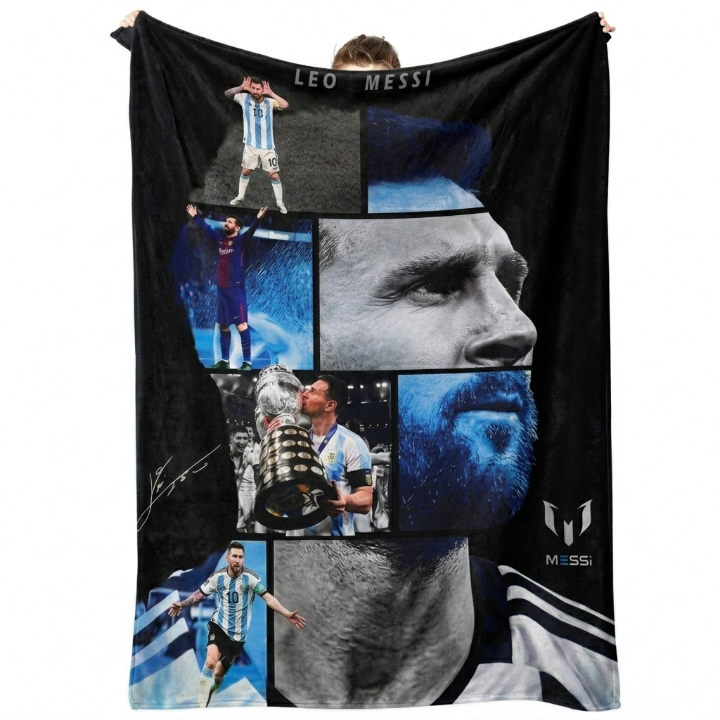 Messi Signature Collage Ultra-Soft Plush Blanket - Premium Football Collectibles